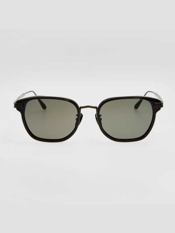 Linda Farrow Blakher Sunglasses in Black Matt Nickel