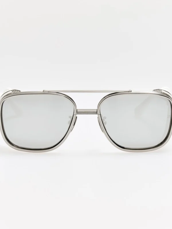 Linda Farrow Boyd Explorer Sunglasses in 22K White Gold and Platinum