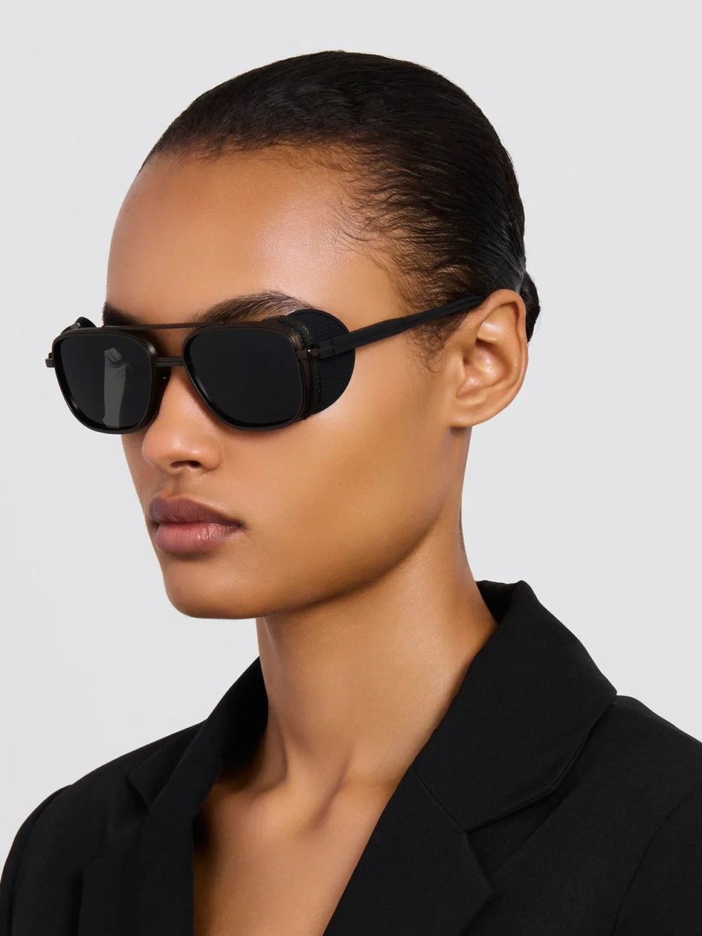 Linda Farrow Boyd Explorer Sunglasses, matt black nickel, view 3