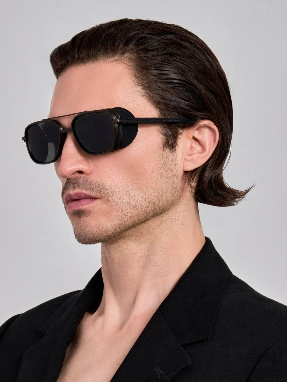 Linda Farrow Boyd Explorer Sunglasses, matt black nickel, view 4