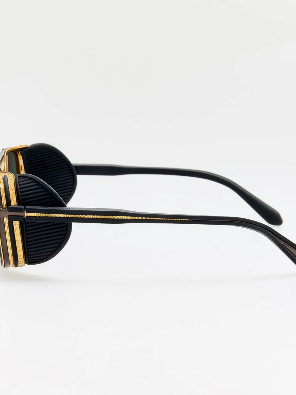 Linda Farrow Boyd Explorer Sunglasses, matt nickel and 22k gold, view 5