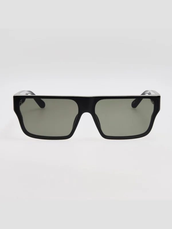 Linda Farrow Brady Sunglasses in Black Matt Nickel