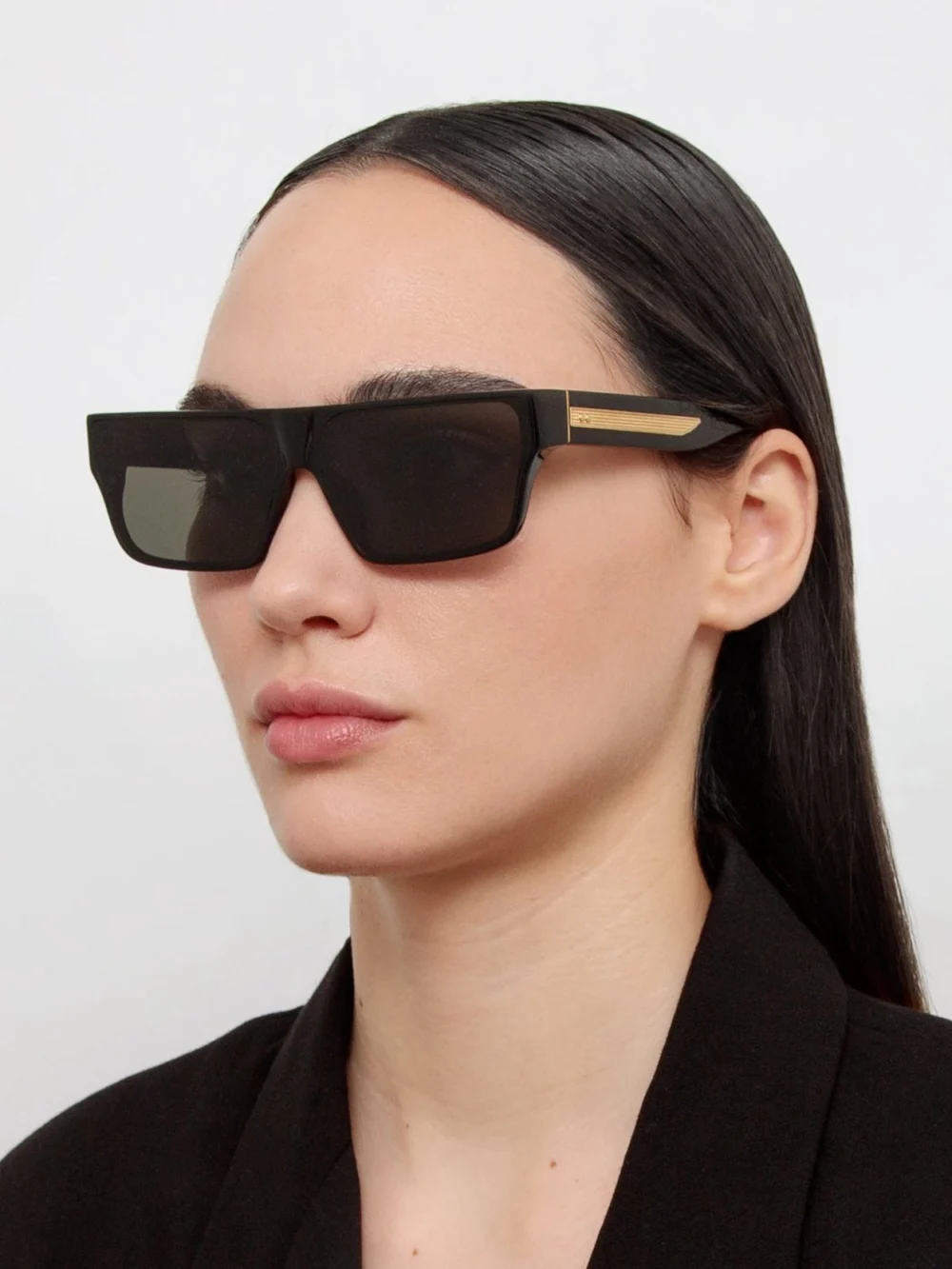 Linda Farrow Brady Sunglasses, black, view 3