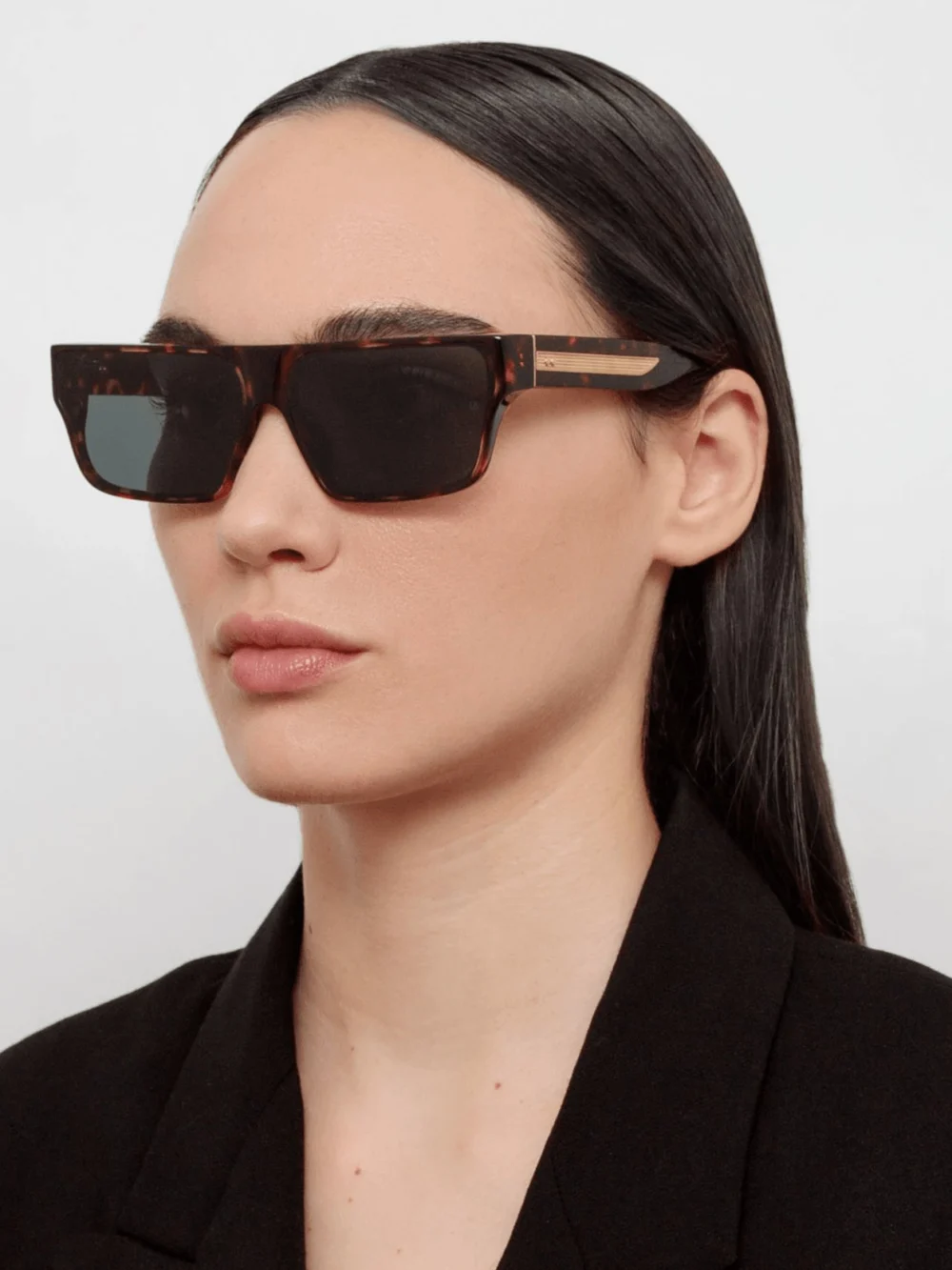 Linda Farrow Brady Sunglasses, tortoiseshell, view 3