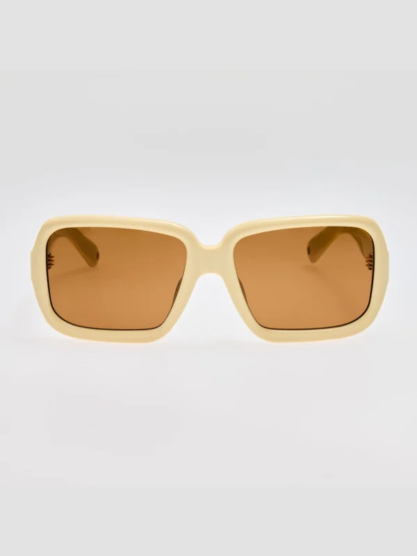 Linda Farrow Cabana Oversize Sunglasses in Sand
