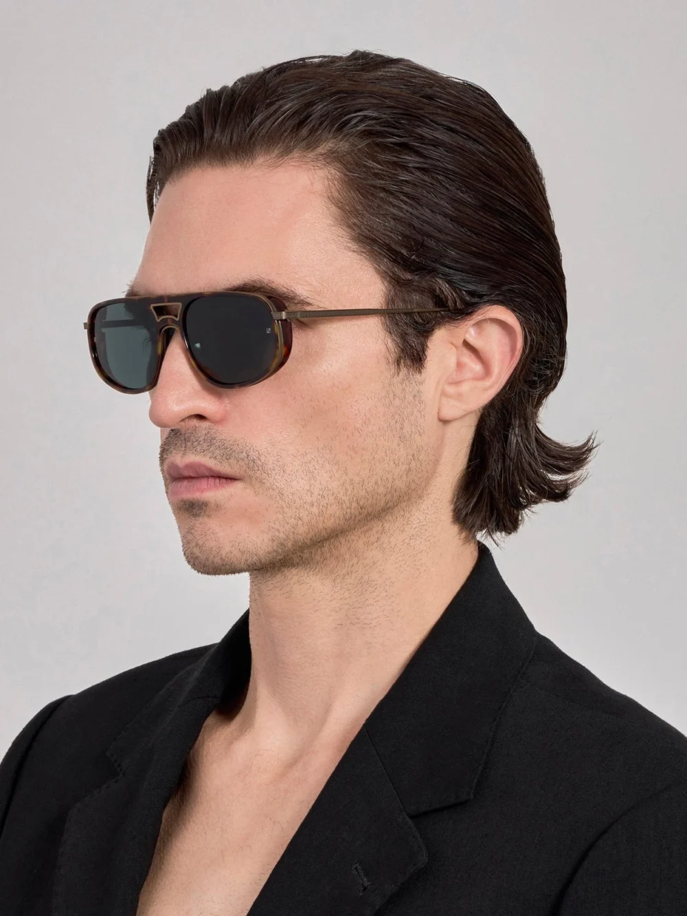 Linda Farrow Calder Sunglasses, dark tortoiseshell, view 5