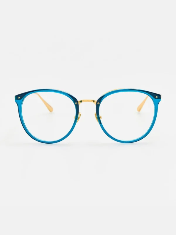 Linda Farrow Calthorpe Optical Frame in 22K Gold and Aqua