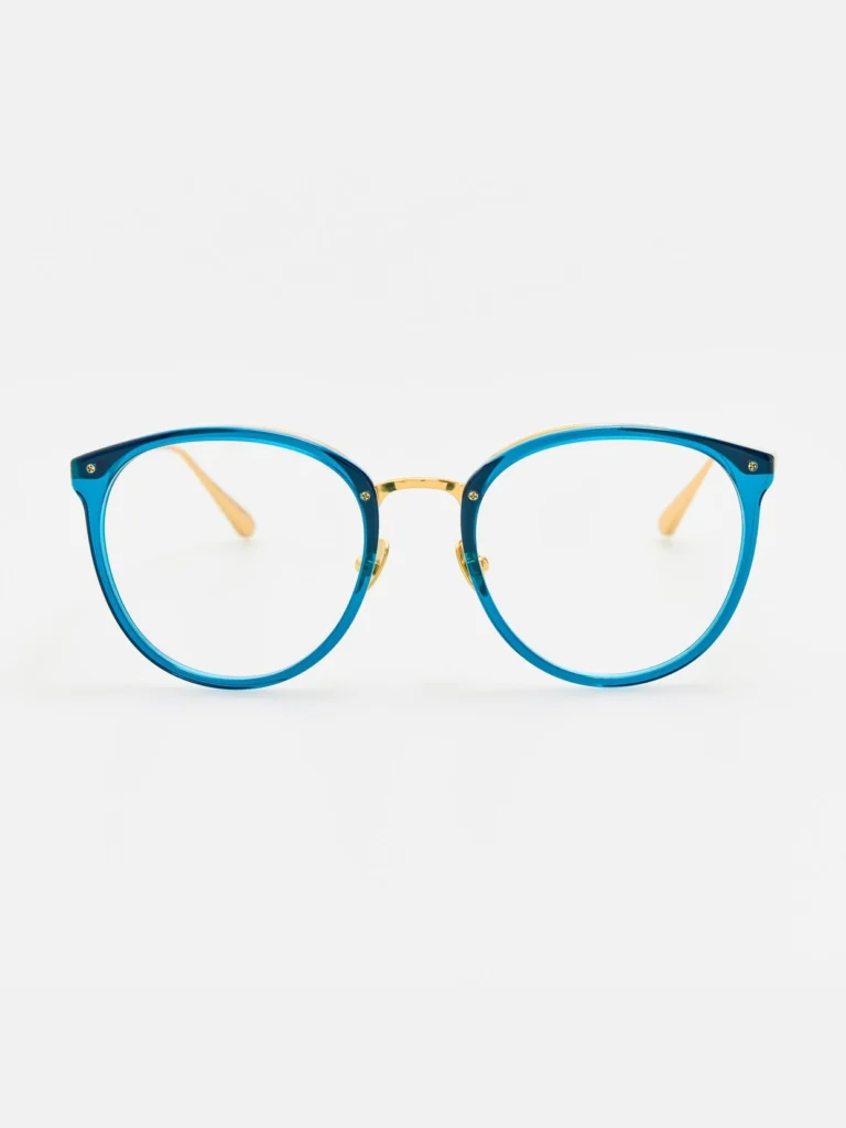 Linda Farrow Calthorpe Optical Frame in 22K Gold and Aqua