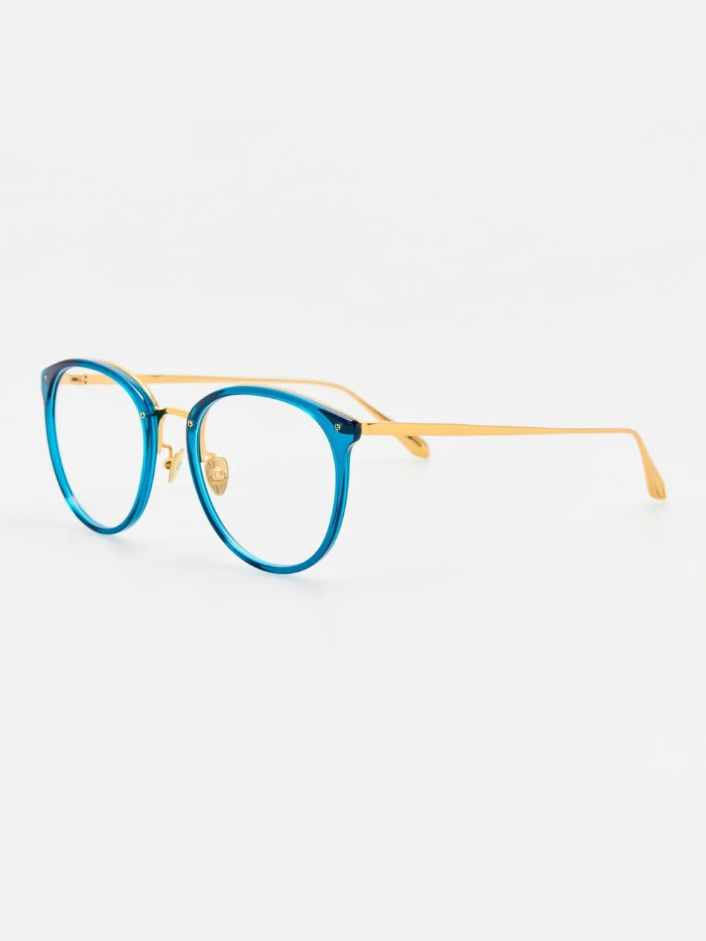 Linda Farrow Calthorpe Optical Frame, 22k gold and aqua, view 2