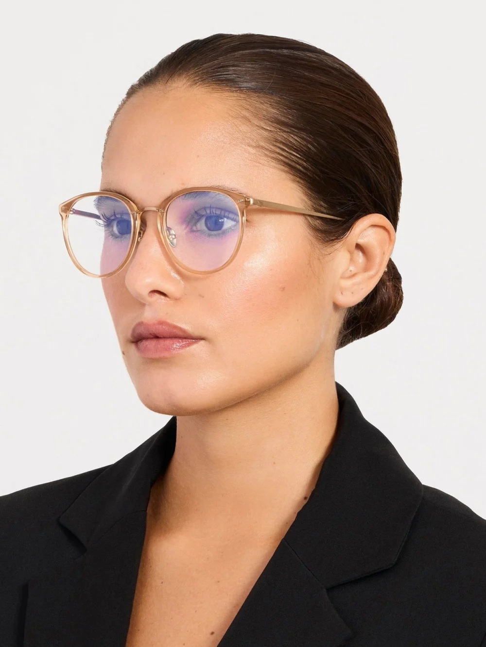 Linda Farrow Calthorpe Optical, matt champagne and honey, view 5