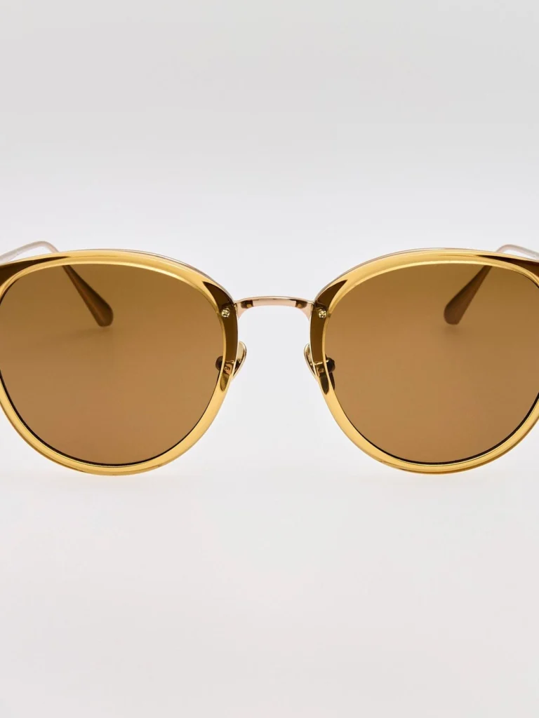 Linda Farrow Calthorpe Sunglasses in 22K Gold and Khaki