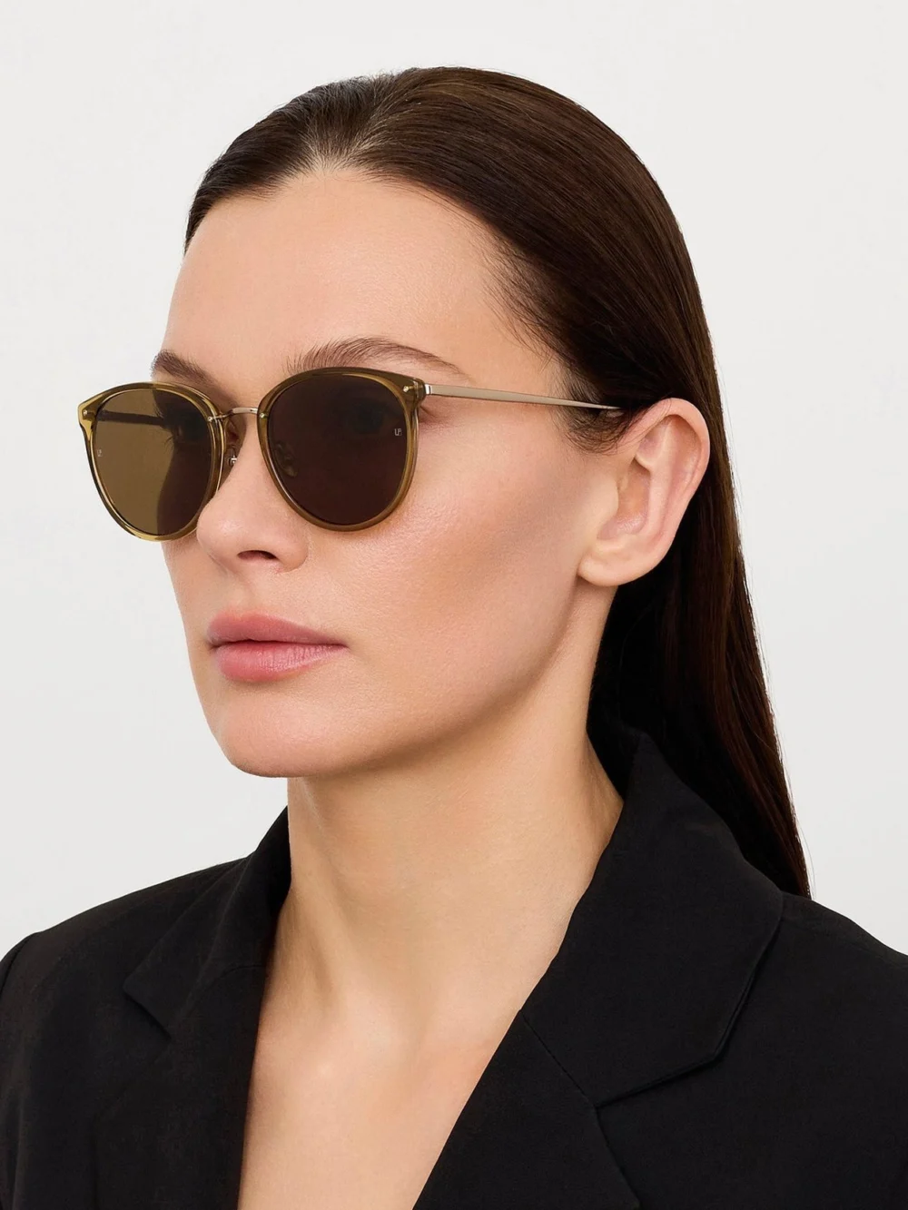 Linda Farrow Calthorpe Sunglasses, 22k gold and khaki, view 3