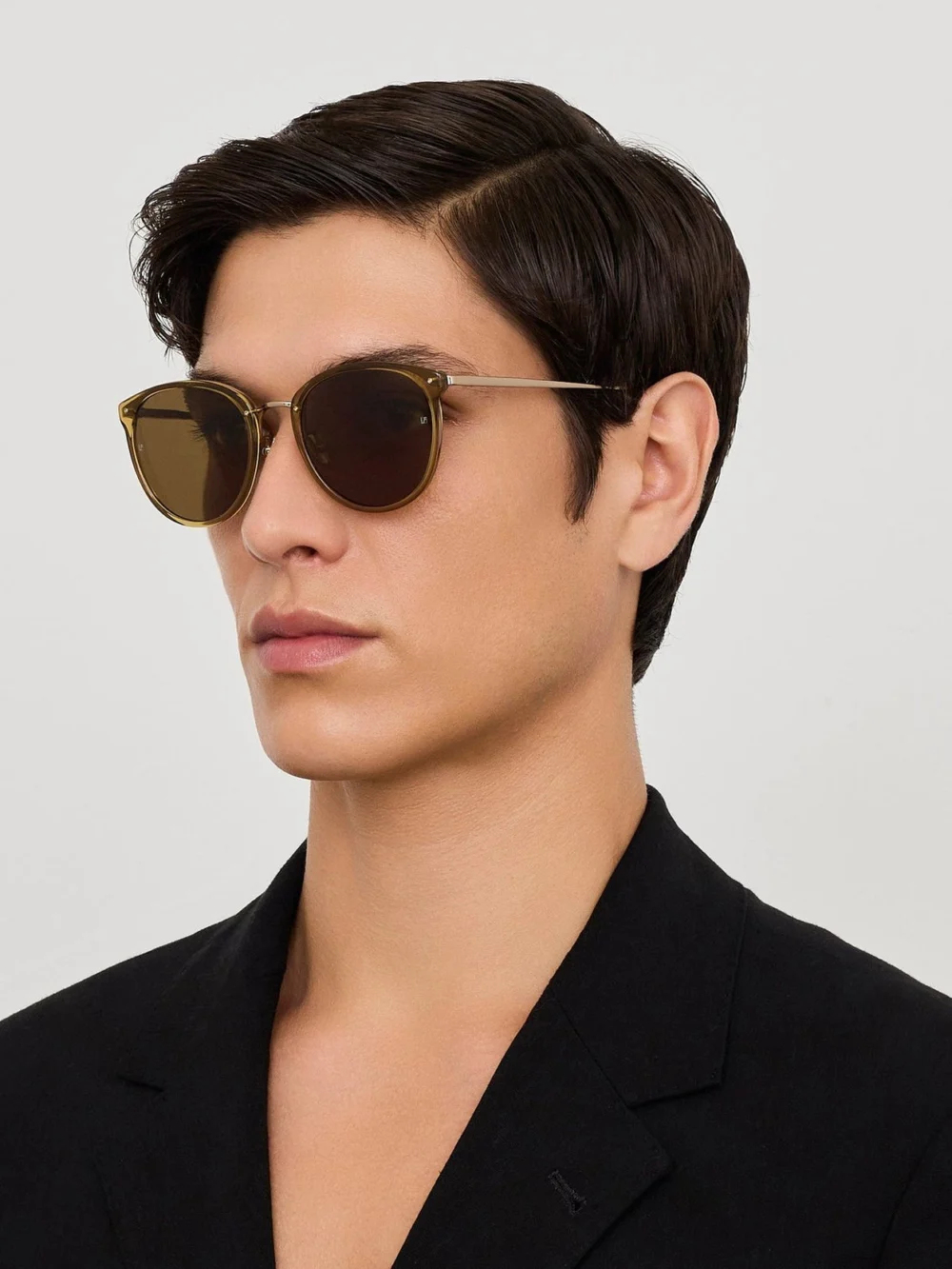 Linda Farrow Calthorpe Sunglasses, 22k gold and khaki, view 4