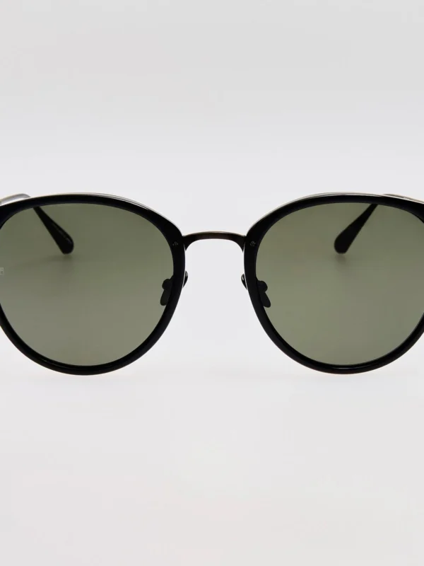 Linda Farrow Calthorpe Sunglasses in Black and Matt Nickel