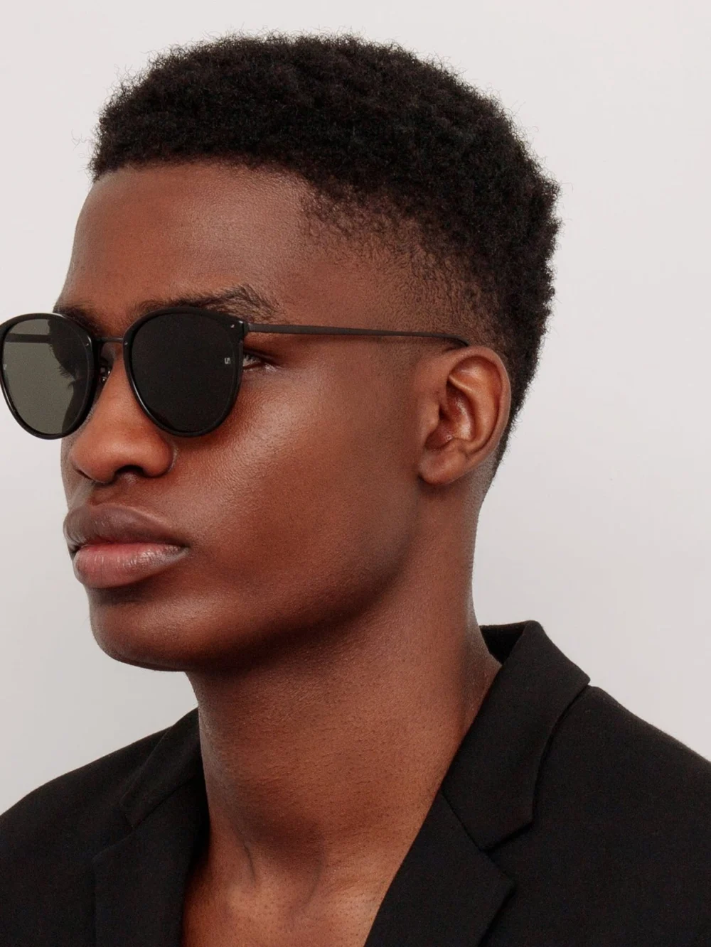 Linda Farrow Calthorpe Sunglasses, black and matt nickel, view 4