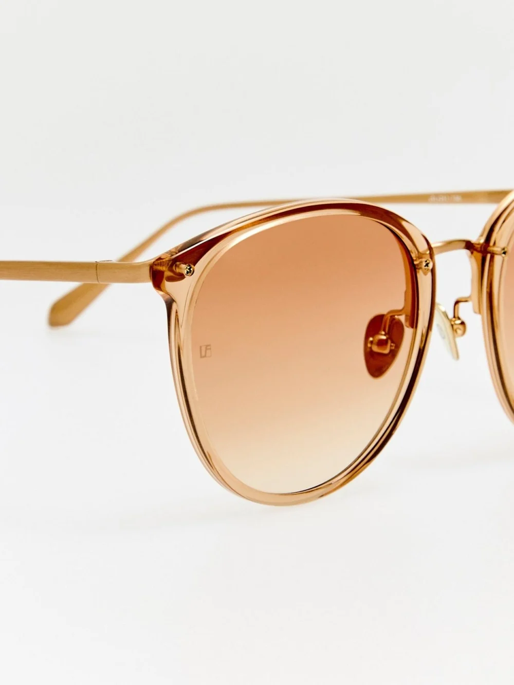 Linda Farrow Calthorpe Sunglasses, matt champagne and caramel, view 6
