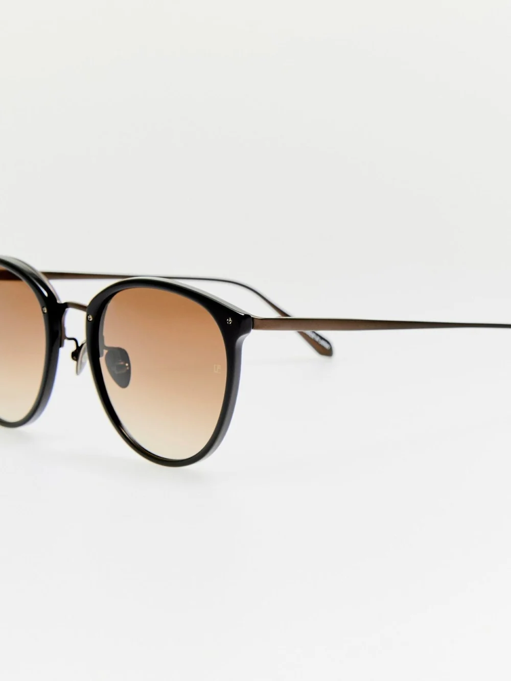 Linda Farrow Calthorpe Sunglasses, matt nickel and mocha, view 2