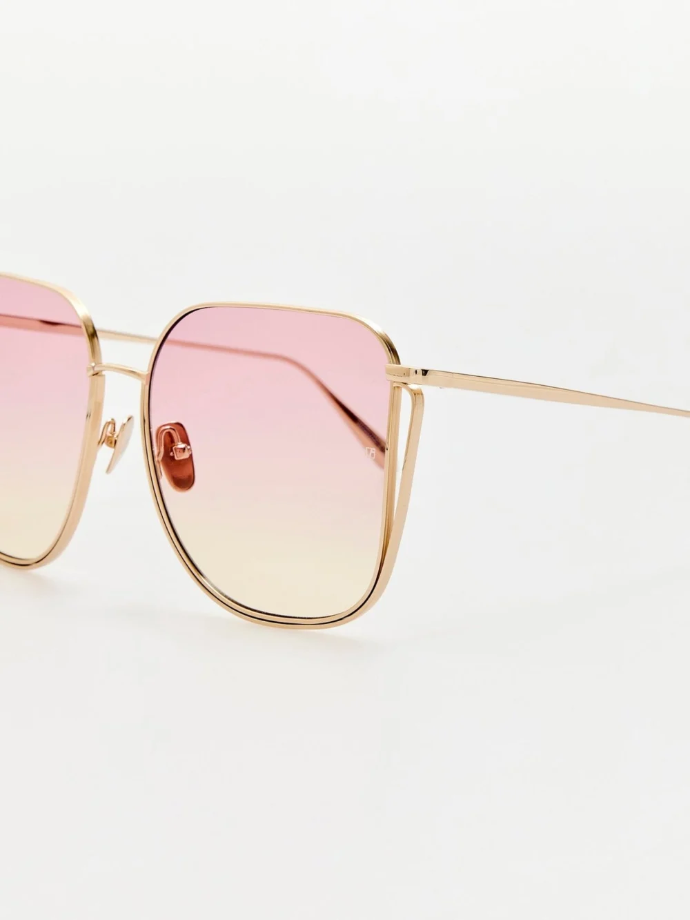 Linda Farrow Camry Sunglasses, 22k gold and lilac, view 2