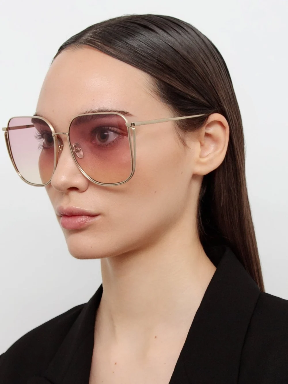 Linda Farrow Camry Sunglasses, 22k gold and lilac, view 3