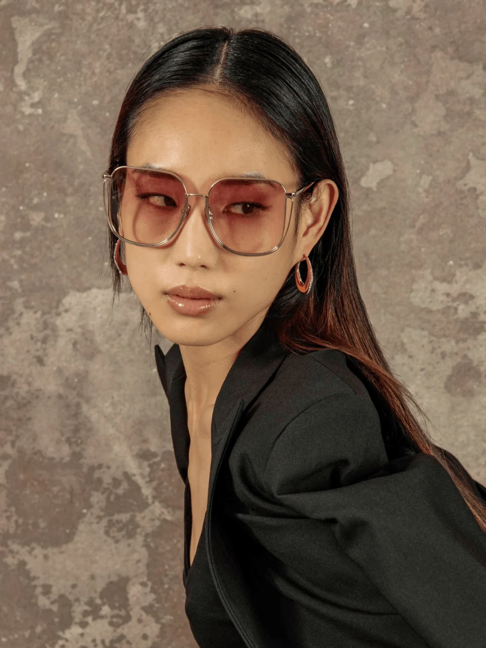 Linda Farrow Camry Sunglasses, 22k gold and lilac, view 6