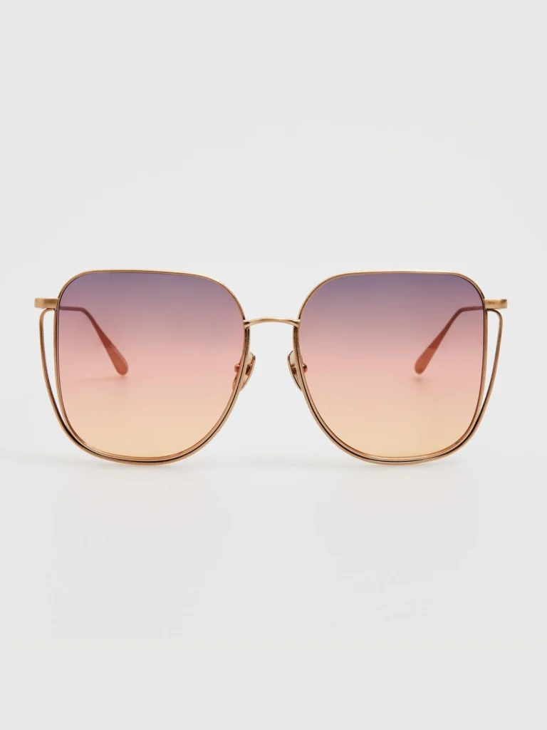 Linda Farrow Camry Sunglasses in Matt Champagne and Sunset Gradient
