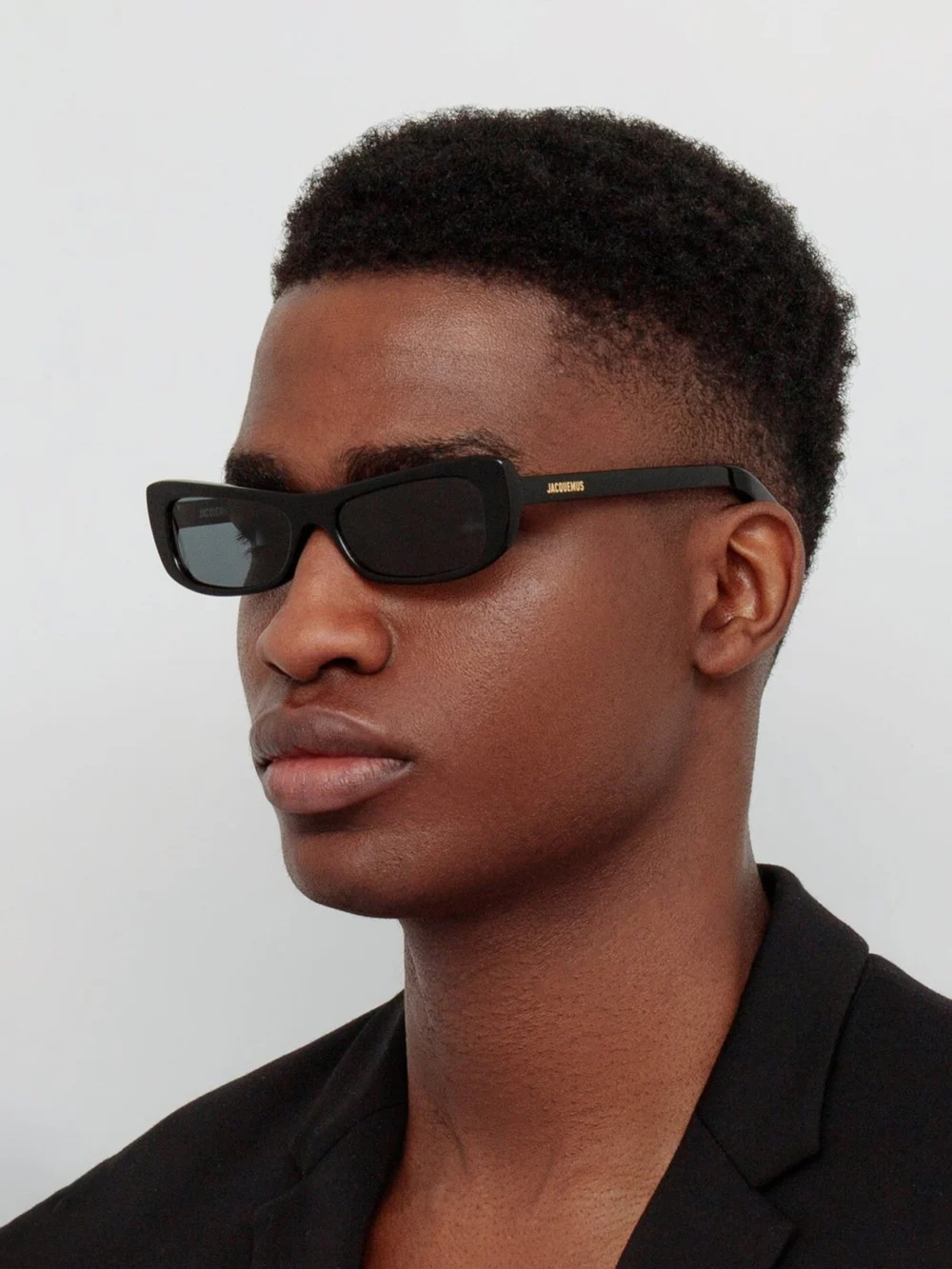 Linda Farrow Capri Rectangular Sunglasses, black, view 4
