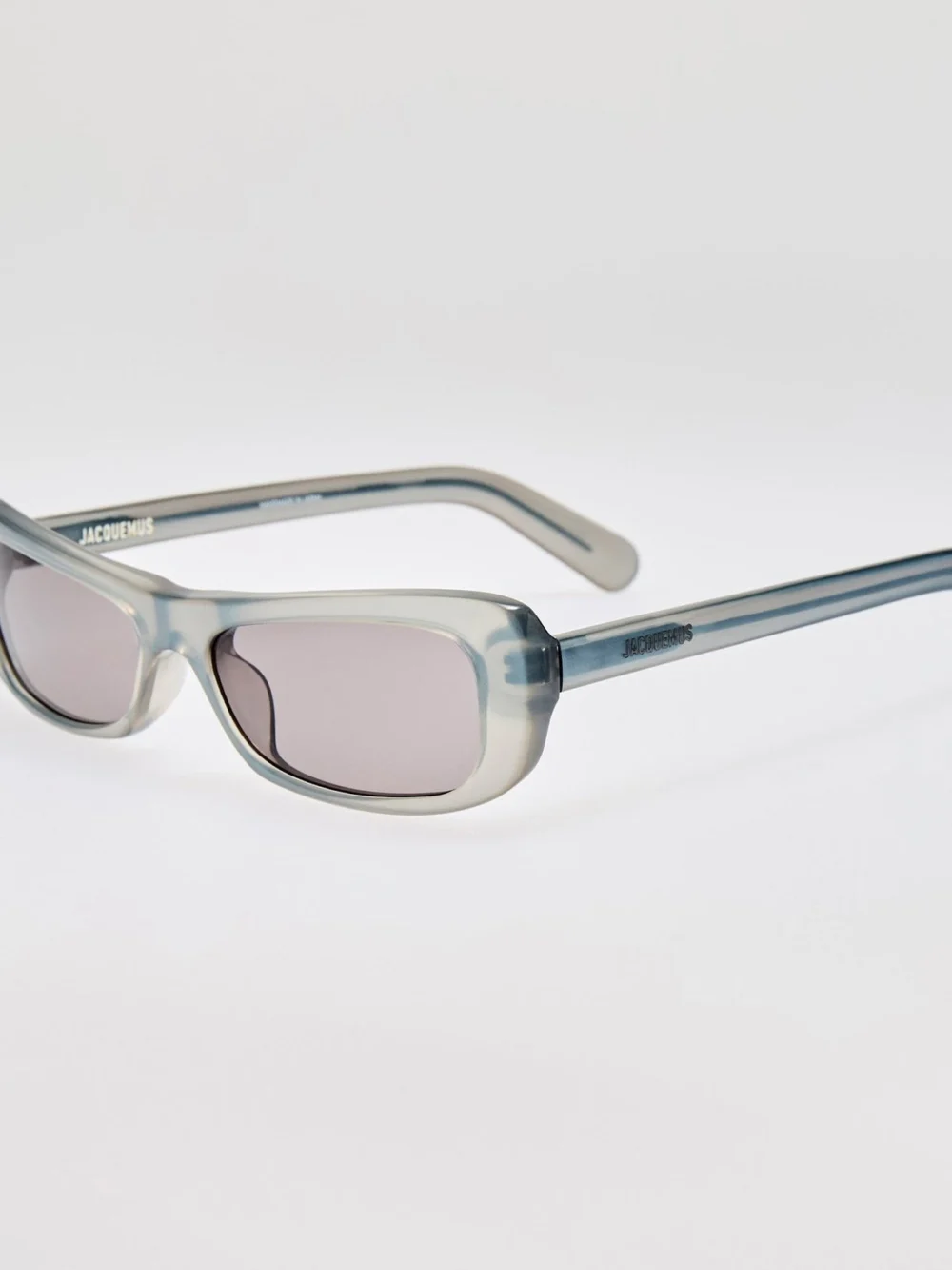 Linda Farrow Capri Rectangular Sunglasses, metallic grey, view 3