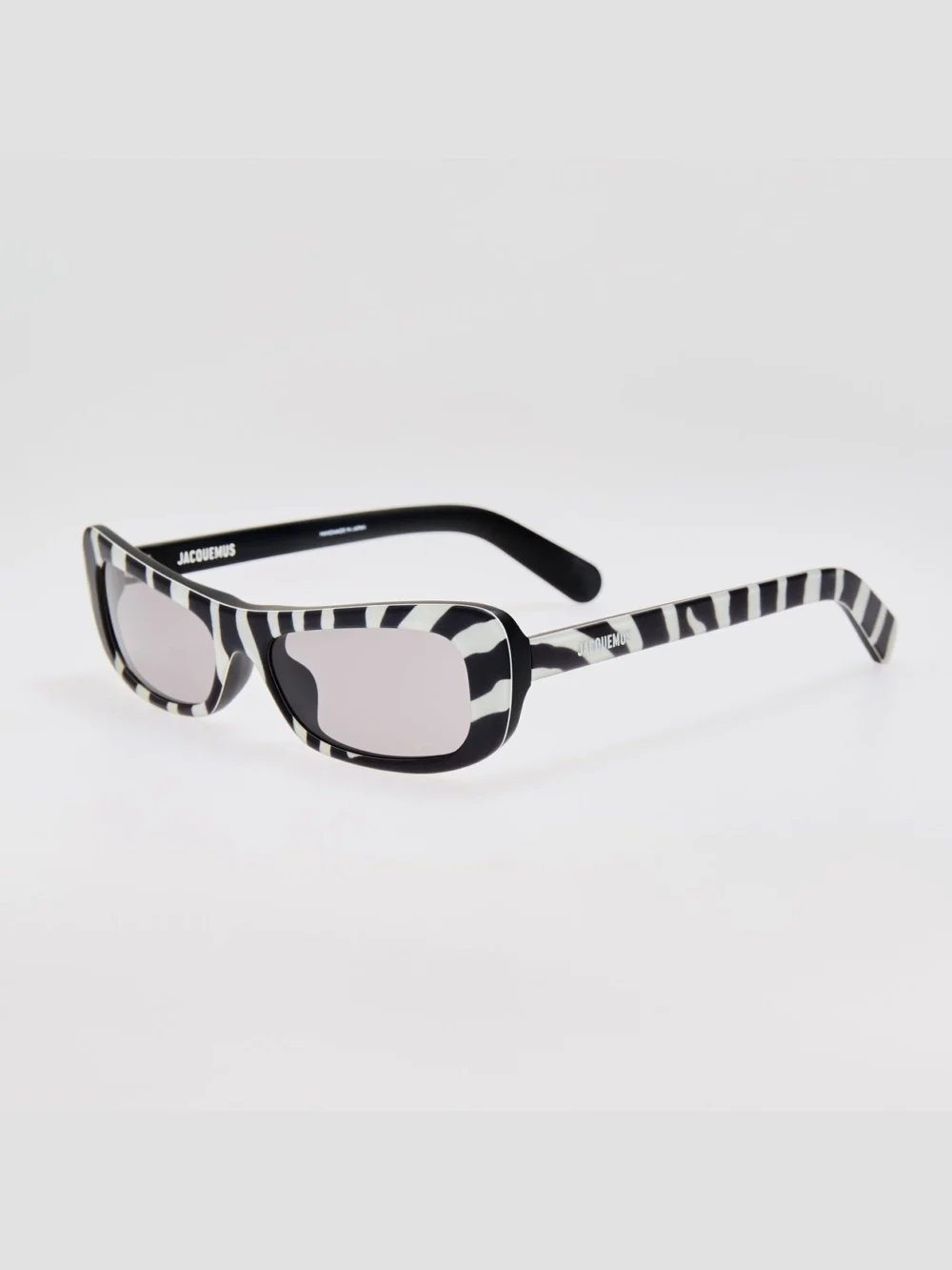Linda Farrow Capri Rectangular Sunglasses, zebra black, view 3