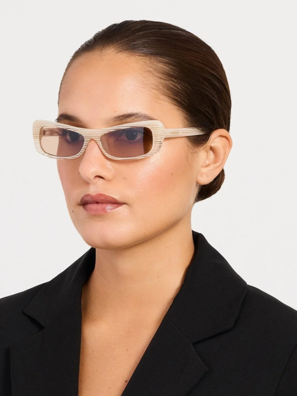 Linda Farrow Capri Sunglasses, cream stripe, view 3