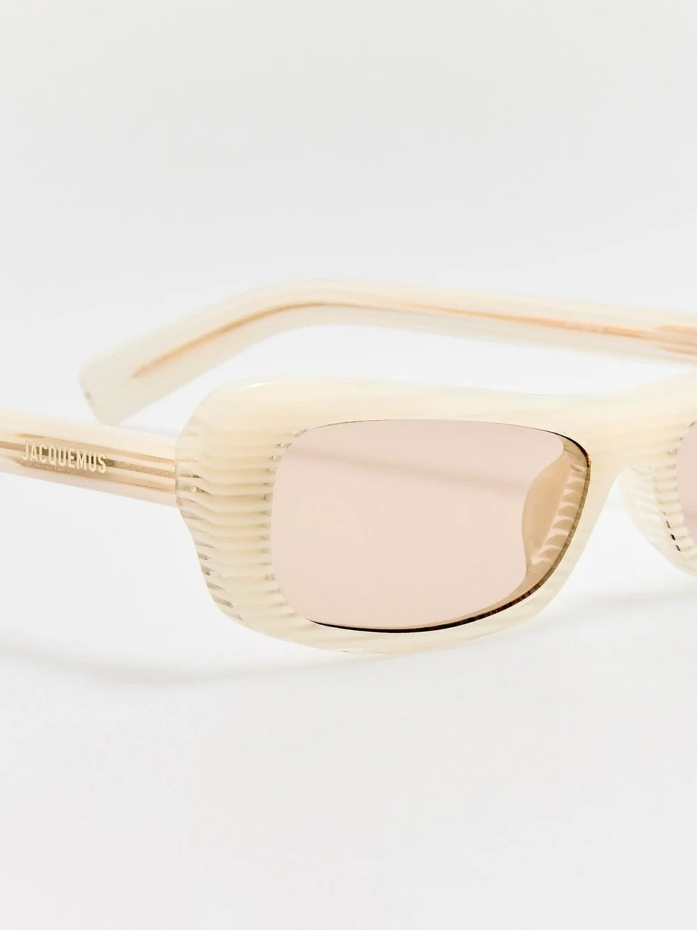 Linda Farrow Capri Sunglasses, cream stripe, view 4