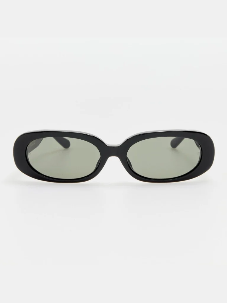 Linda Farrow Cara Sunglasses in Black with Diamonds and 22K Gold