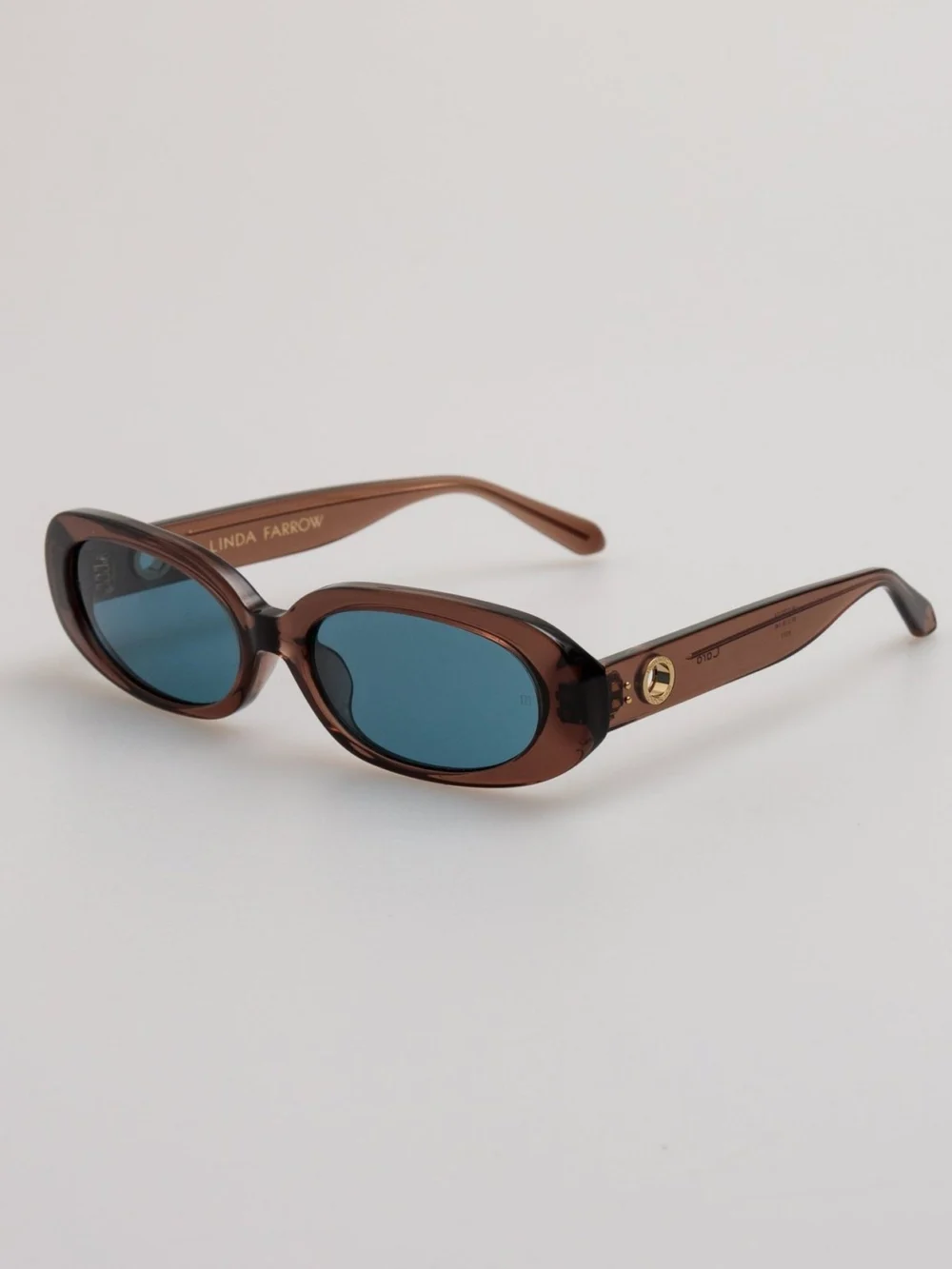 Linda Farrow Cara Sunglasses, brown and aqua, view 2