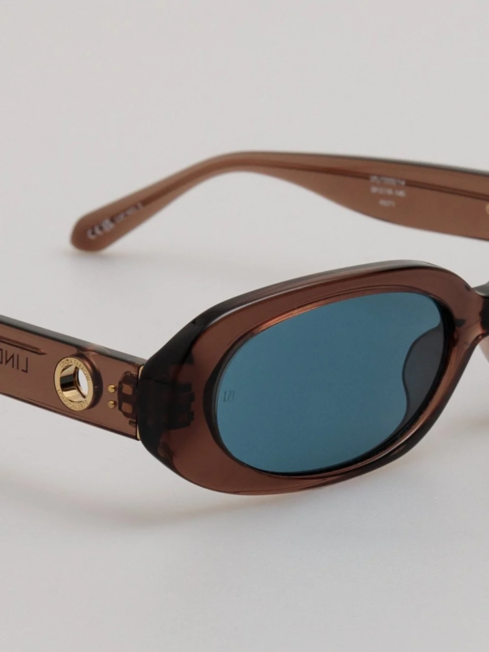 Linda Farrow Cara Sunglasses, brown and aqua, view 4