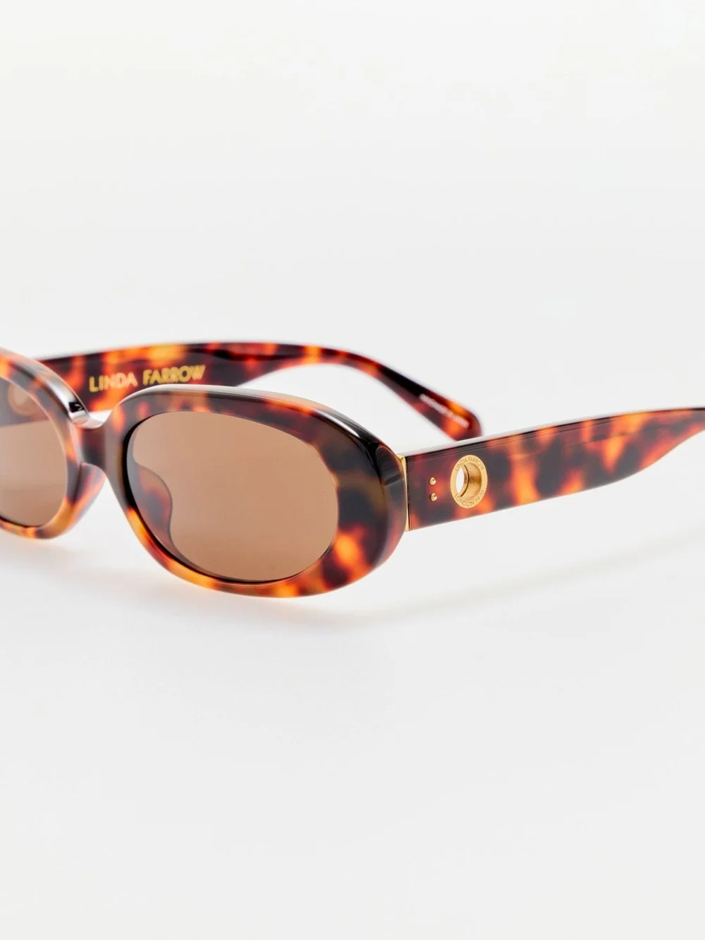 Linda Farrow Cara Sunglasses, tortoiseshell, view 2