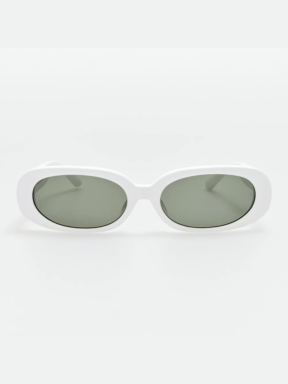 Linda Farrow Cara Sunglasses in white with diamonds and 22k gold