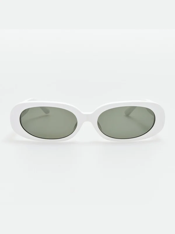 Linda Farrow Cara Sunglasses in White with Diamonds and 22k Gold