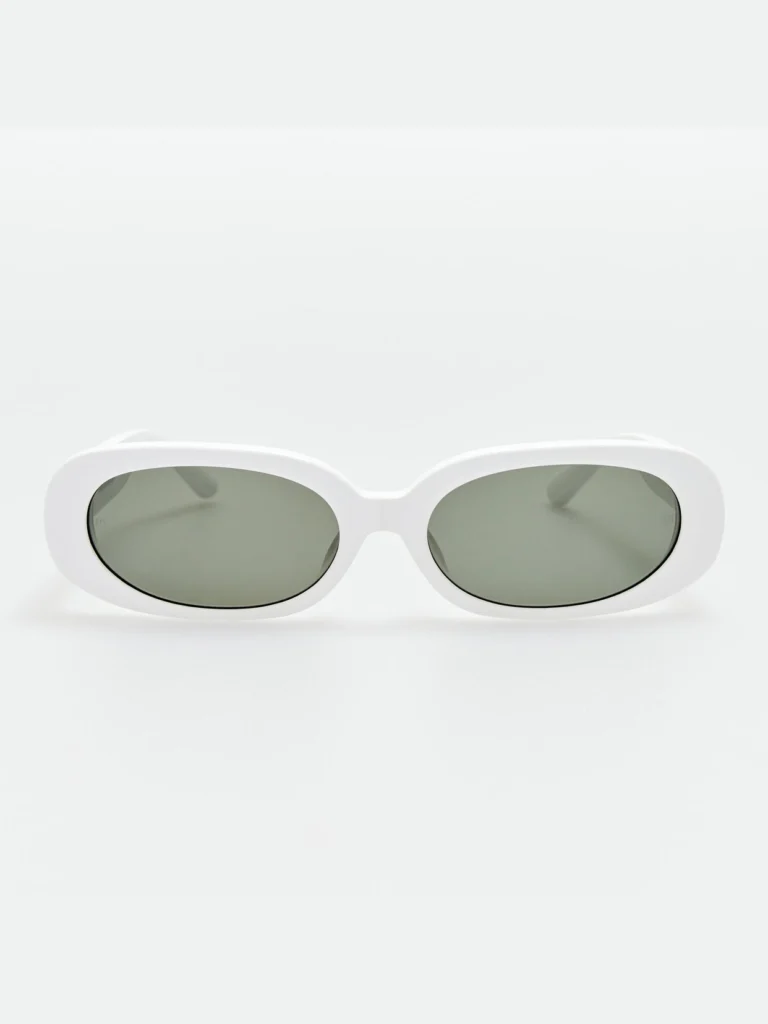 Linda Farrow Cara Sunglasses in White with Diamonds and 22k Gold