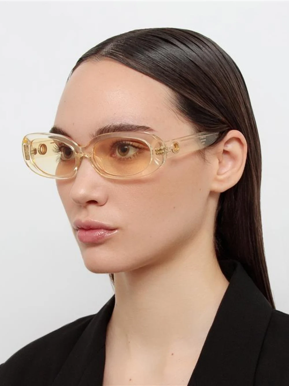 Linda Farrow Cara Sunglasses, yellow, view 3