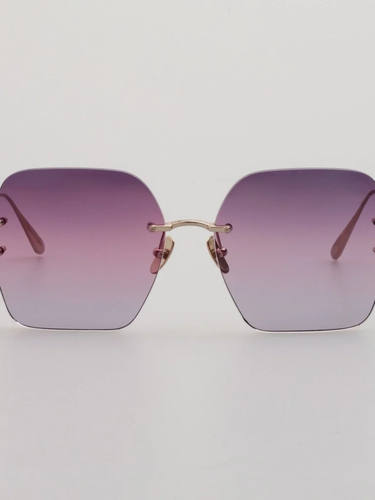 Linda Farrow Carina Oversized Sunglasses in 22K Gold and Purple
