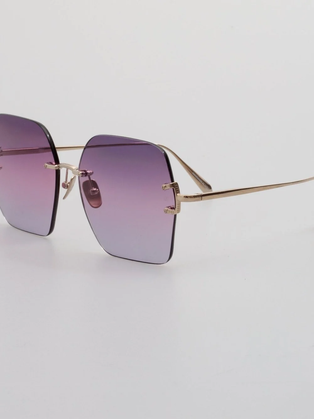 Linda Farrow Carina Oversized Sunglasses, 22k gold and purple, view 2