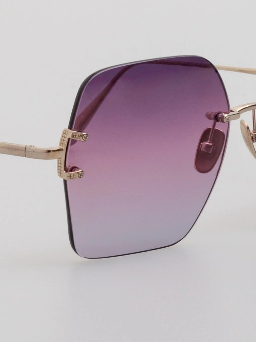 Linda Farrow Carina Oversized Sunglasses, 22k gold and purple, view 4