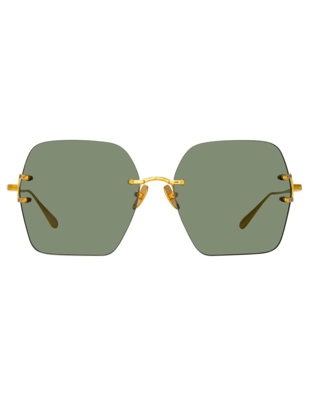 Linda Farrow Carina Sunglasses in 22k gold and green