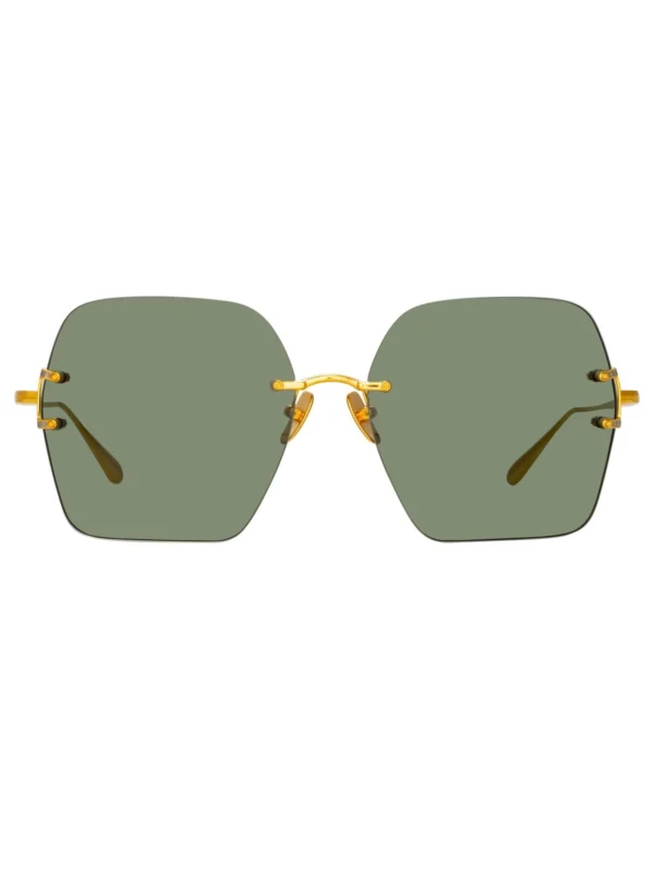 Linda Farrow Carina Sunglasses in 22K Gold and Green