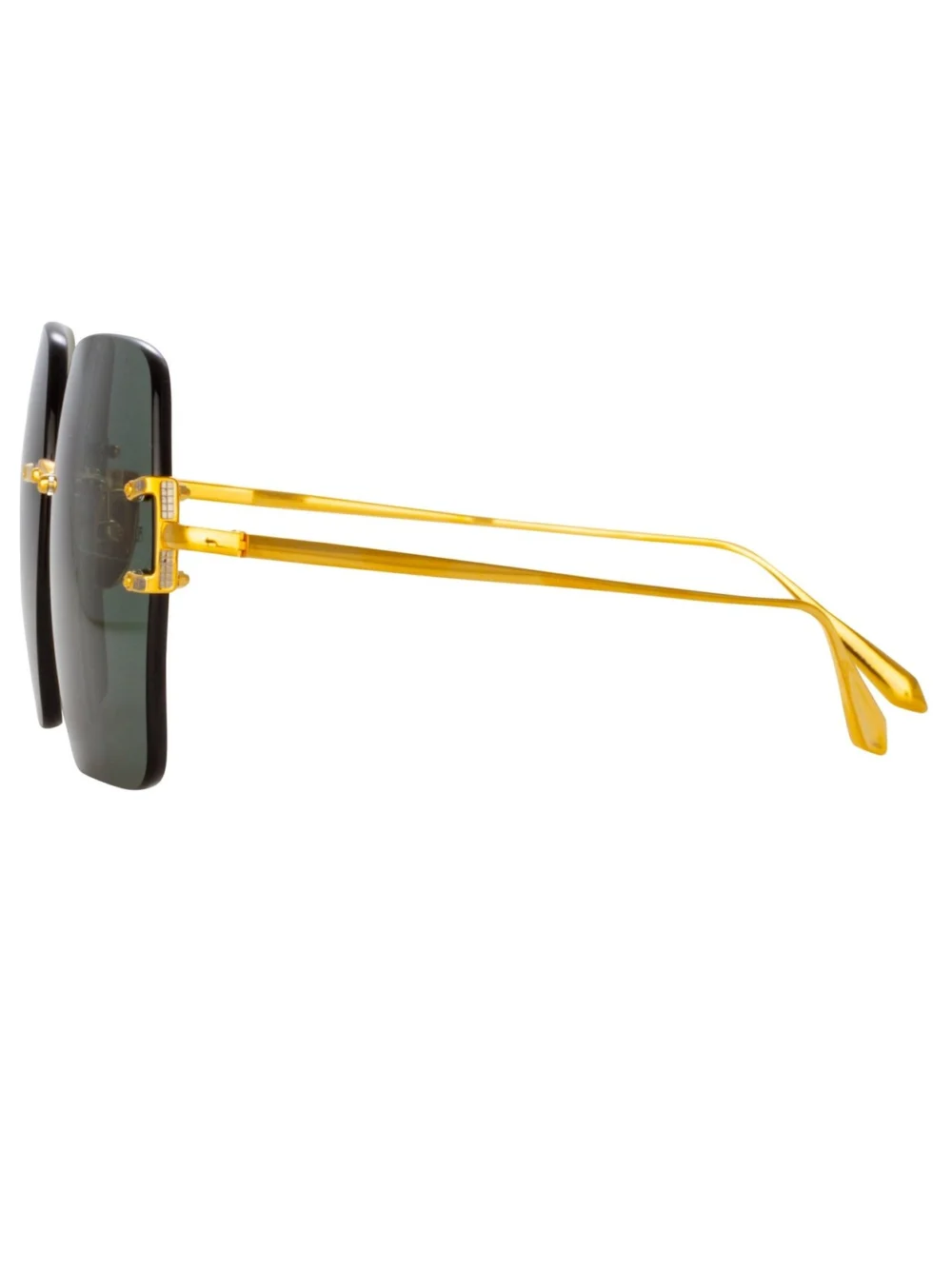 Linda Farrow Carina Sunglasses, 22k gold and green, view 2