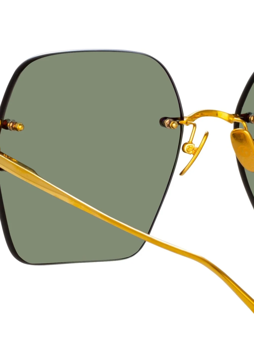 Linda Farrow Carina Sunglasses, 22k gold and green, view 4