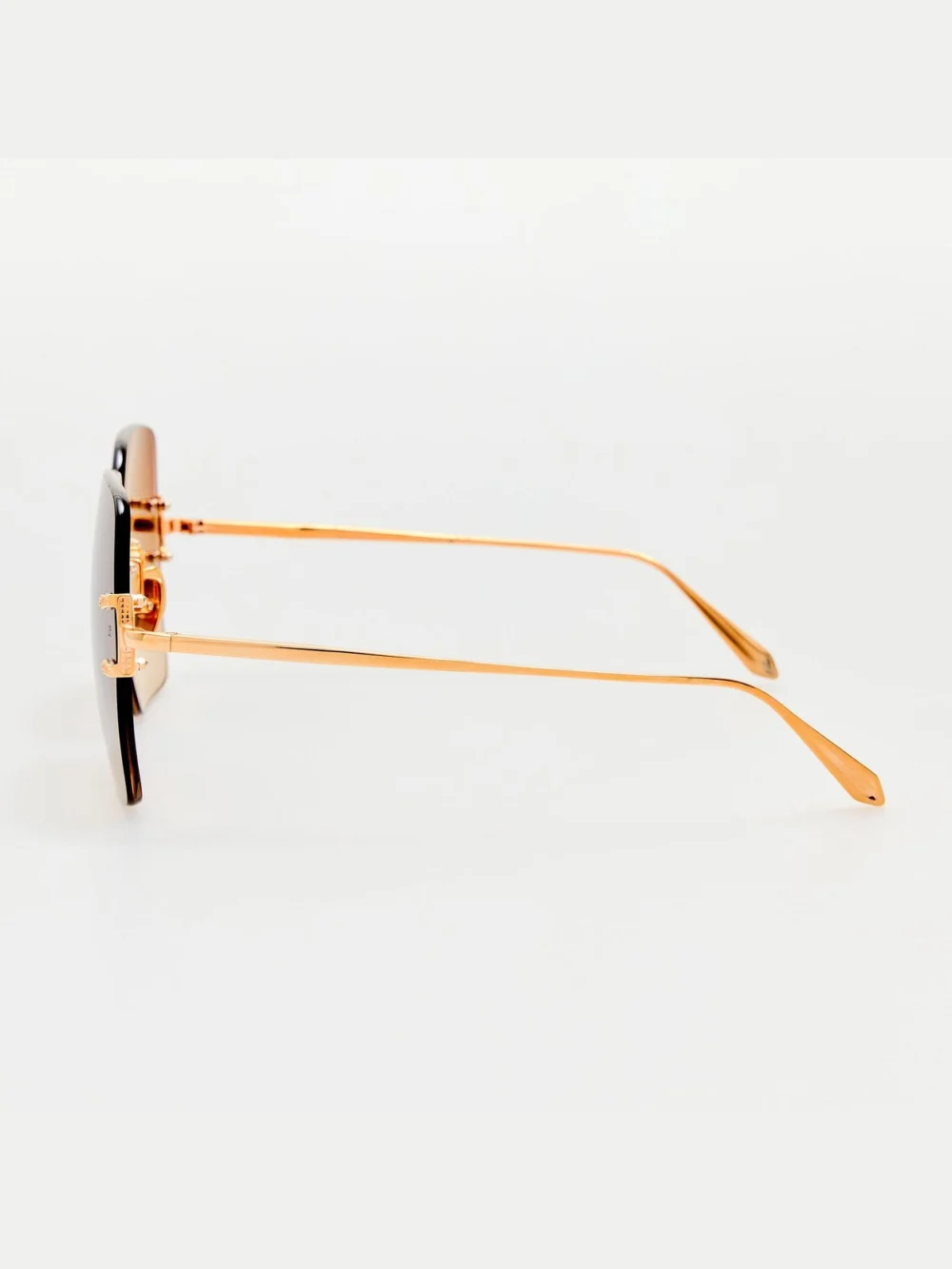Linda Farrow Carina Sunglasses, 22k gold and green, view 5