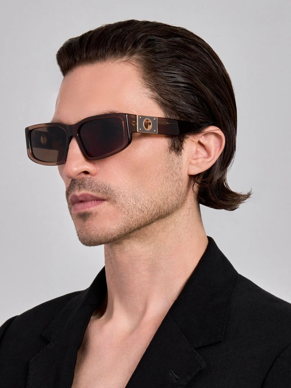 Linda Farrow Carmela Sunglasses, brown, view 4