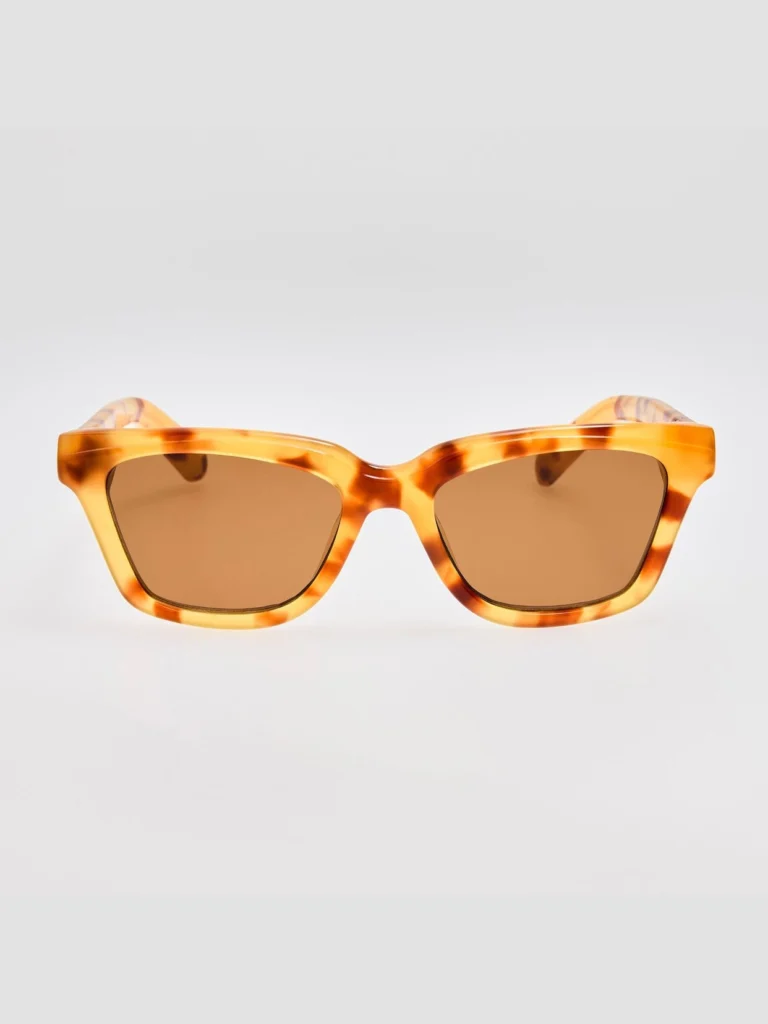 Linda Farrow Carre Sunglasses in Beige Tortoiseshell