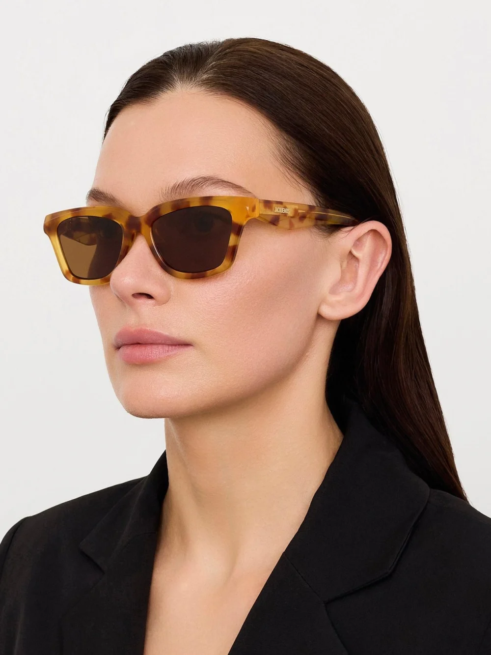 Linda Farrow Carre Sunglasses, beige tortoiseshell, view 3