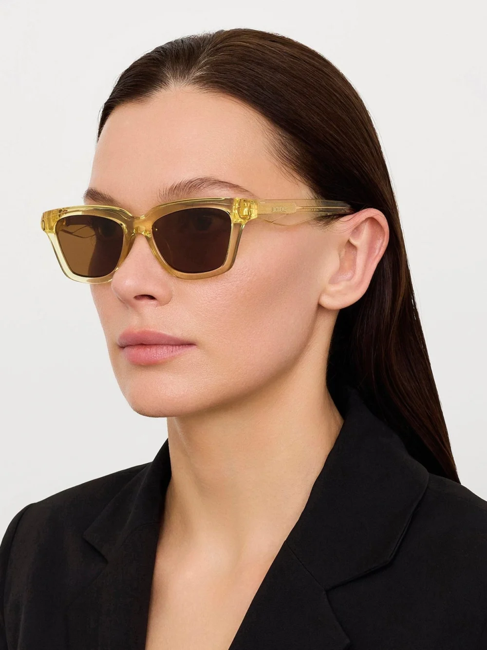 Linda Farrow Carre Sunglasses, crystal yellow, view 3